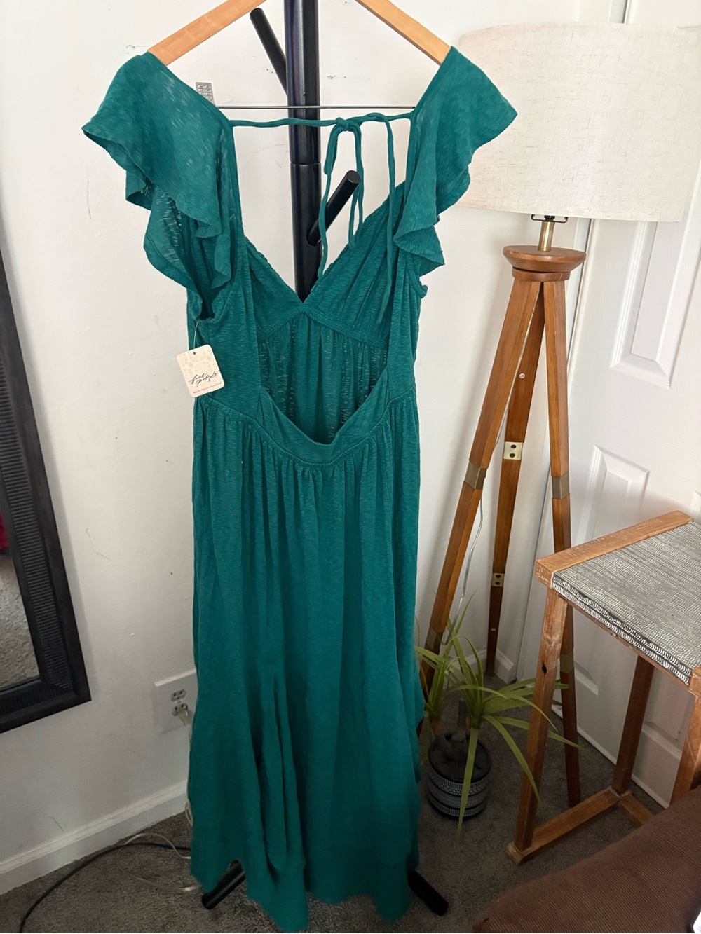 NWT FREE PEOPLE Aquamarine Maxi Dress | Tropic Teal MSRP $98 Size L - Picture 9 of 10